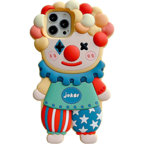 15 Pro Max Skal, Kawaii Clown Mobilskal 3D Silikon Tecknat Skal Roligt Passar iPhone 15 Pro Max Sött Skal Mjukt Gummi Stötsäkert Skyddsskal för
