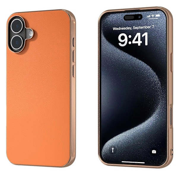 PU Läder Pläterad Ram Telefonfodral För iPhone 16 Plus