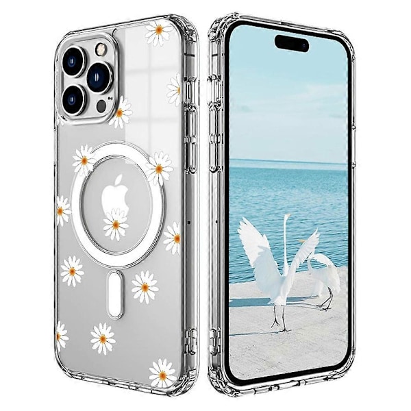 Skal för iPhone 15 Pro Max Kompatibelt med MagSafe Blommönster Tryck TPU+PC Telefonskydd