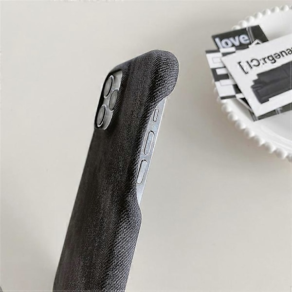 Kompatibelt Skal för iPhone 16 Pro Jeans Tyg Textur PU Läder + PET Baksida