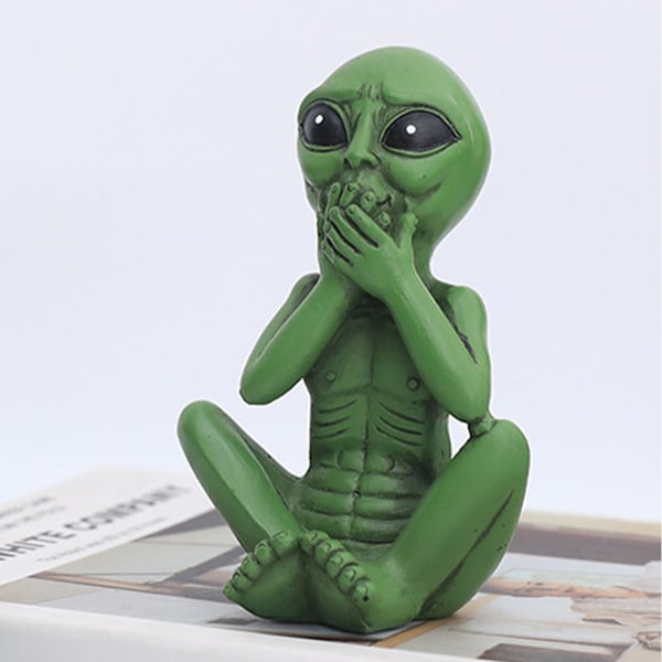 Utomjordisk Alien Staty Trädgårdsstaty Set Hem Inomhus