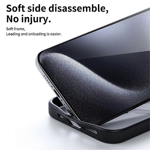 Telefondeksel med støtte for iPhone 15 Plus, matt bakside, kompatibel med MagSafe