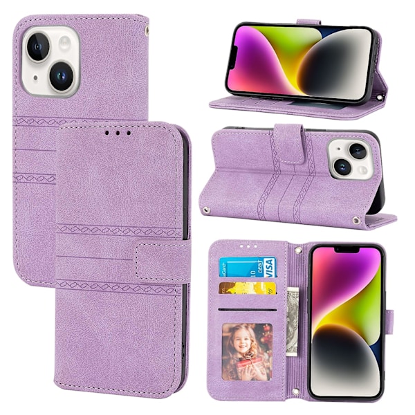 Präglat Läderfodral för iPhone 15 Plus