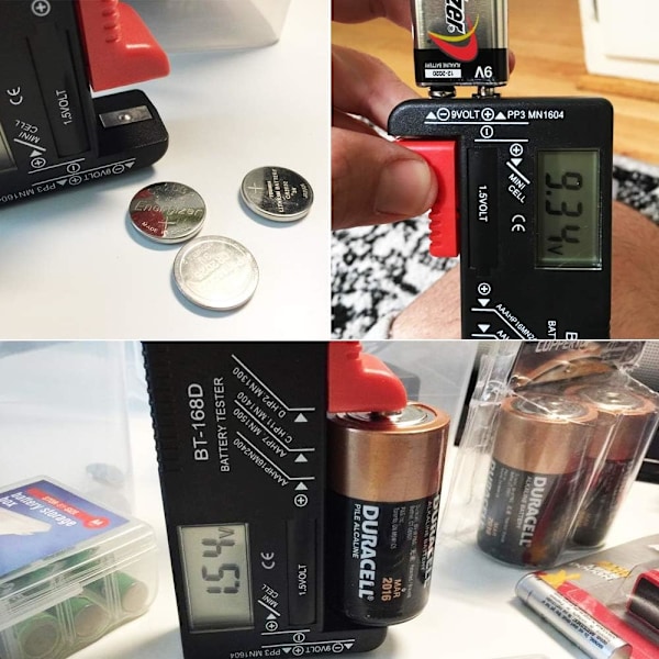 Digital Spændingstester Universal Batterier, Opladere, Knapceller