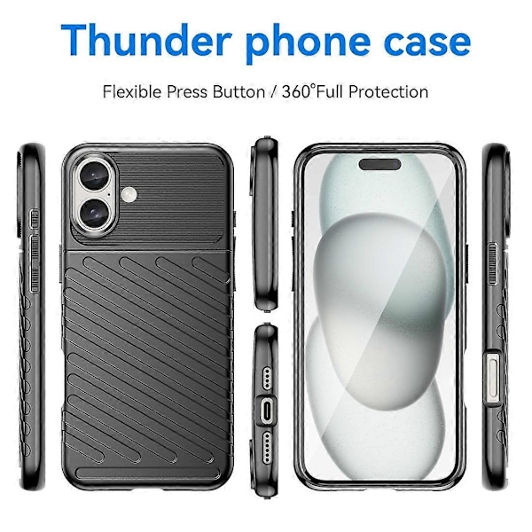Thunderbolt TPU -puhelinkotelo iPhone 16 Plus -puhelimelle