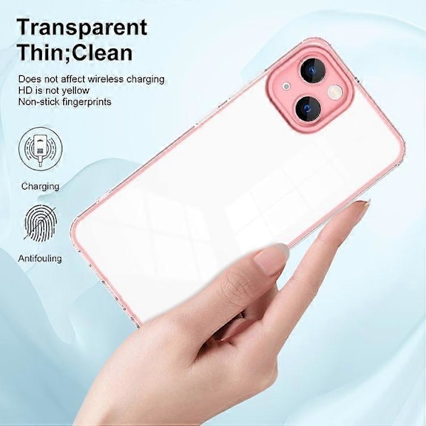 iPhone 15:lle 3-in-1 Kirkas TPU-väri PC-kehys puhelinkotelo