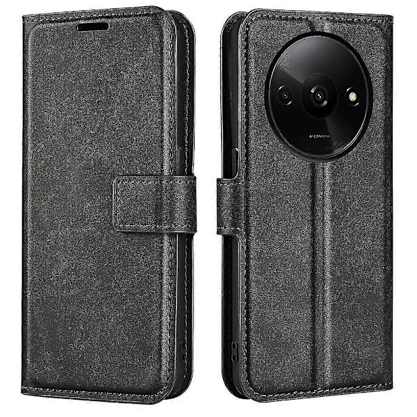 Til Xiaomi Redmi A3 PU Læder Etui Magnetisk Lukning Tegnebog Telefon Cover - Gul