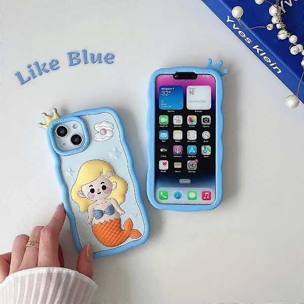 Skal för iPhone 14 Pro Max, Söta 3D Kawaii Mobilskal Roligt Vit Kanin Tecknad Omslag med Handrem Mjukt Silikon Gel Fallskydd Skal Kvinnor Flickor