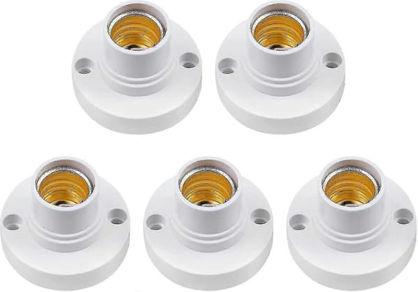 5-pakning E14 Lampeholder, E14 Edison Skrue Lyspæreholder, Plast Taklampe Base Gave Raoliang