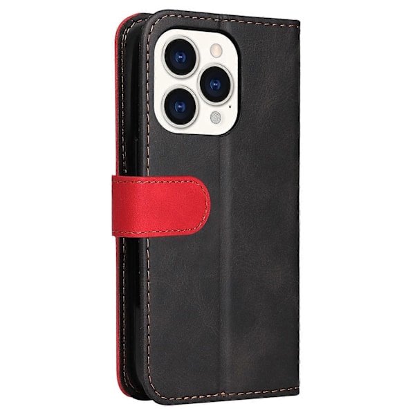 Læder telefoncover med syninger i farver til iPhone 14 Pro Max