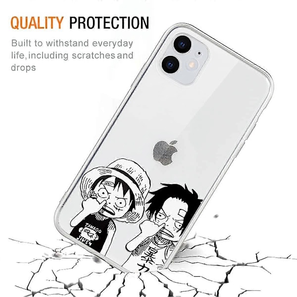 2-pack Skal för Apple iPhone 12 Pro, Skal för iPhone 12 6.1 tum, Stötsäkert Mjukt TPU Silikon Skyddsskal, Anime One Piece Luffy Ace Bumper Skal
