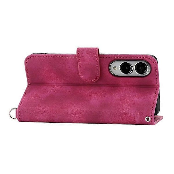 Til Samsung Galaxy S25 Edge Etui Blomstermønster PU Læderpung Telefon Cover med Rem