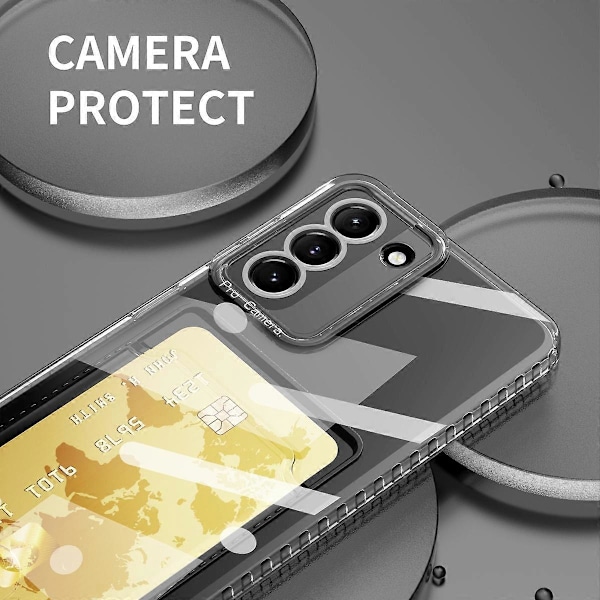 För Samsung Galaxy S23+ 5G Kortfack Stöttåligt Transparent Mobilskal
