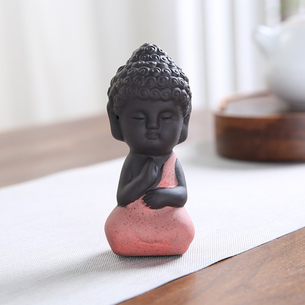 Keramisk Buddha Statue Mini Meditasjon Mediterende Skulptur white