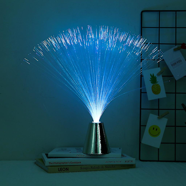 Fiberoptisk Ljus Färgväxlande Roterande LED Fiberoptisk Skrivbordslampa Batteridriven Lampa Nattlampa