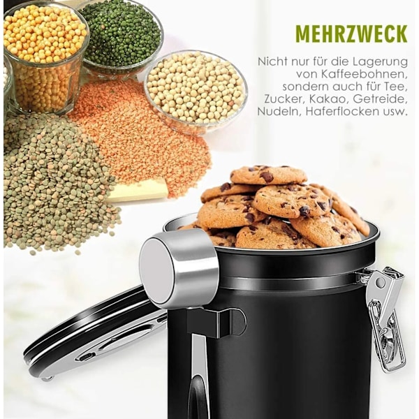 Kaffebokser, forseglede kaffebeholdere, rustfritt stål black