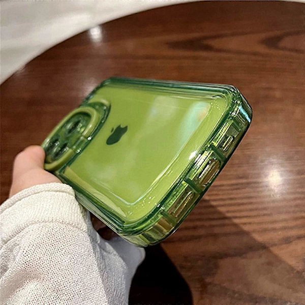 Ownest Kompatibelt med iPhone 13 Pro Max Skal med Tydligt Ställ Kreativ Skyddande Design Skal med Kamerahållare för TPU Slim Stöttåligt Cool Pho