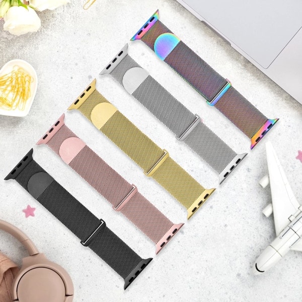Armbånd i rustfritt stål kompatibelt med Apple Watch-reim 38mm 40mm 41mm Justerbart armbånd Magnetisk armbånd for iWatch Series 7 6 5 4 3 2 1 SE