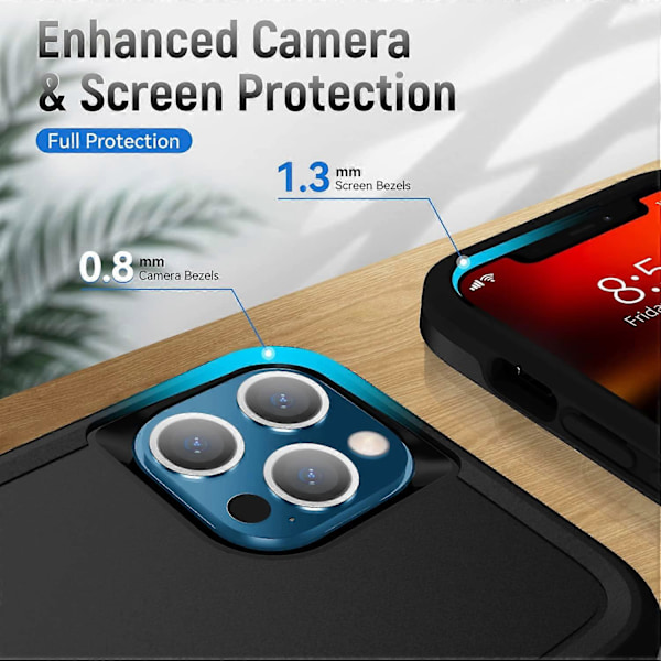 BlackCase til iPhone 13 Pro Max Nyt Design med 360 Graders Roterende Ring Stødsikker Dobbelt Lag Beskyttelsesetui TPU og PC Beskyttelsescover Kompatibelt