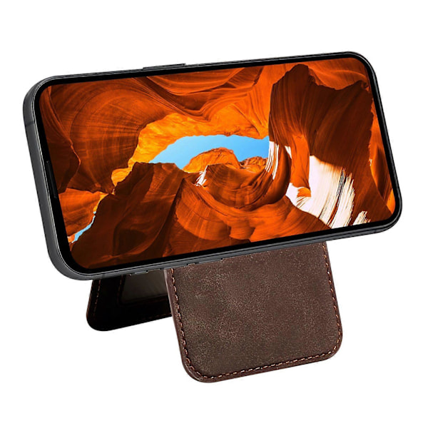 Magnetisk retro skinndeksel til iPhone 14 Pro med avtakbar kortholder