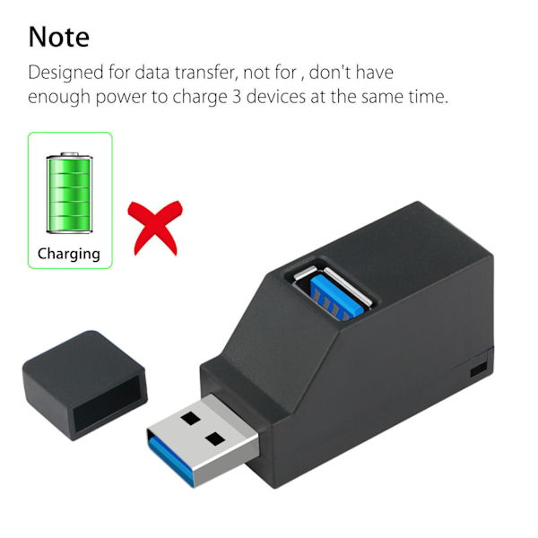 3-porters USB-hub, 2 ST USB 3.0-hub, USB-splitteradapter