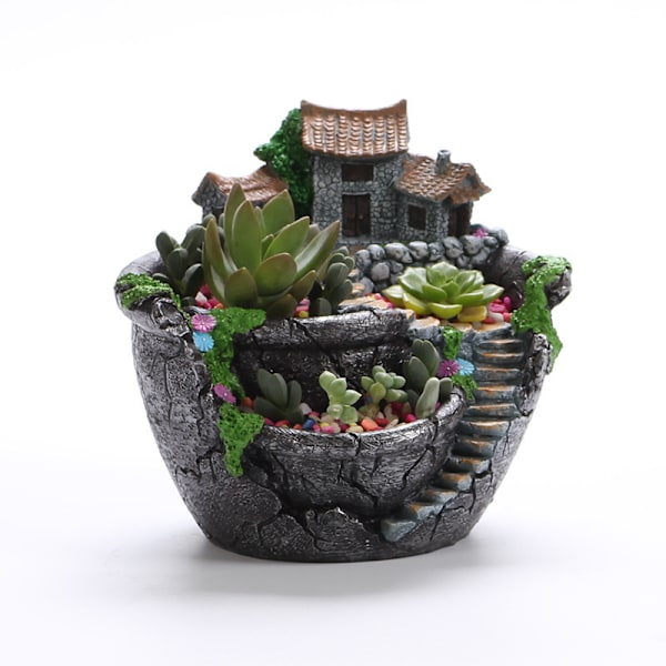 Blomsterpotter i harpiks for sukkulenter, hjemmehagearbeid orange