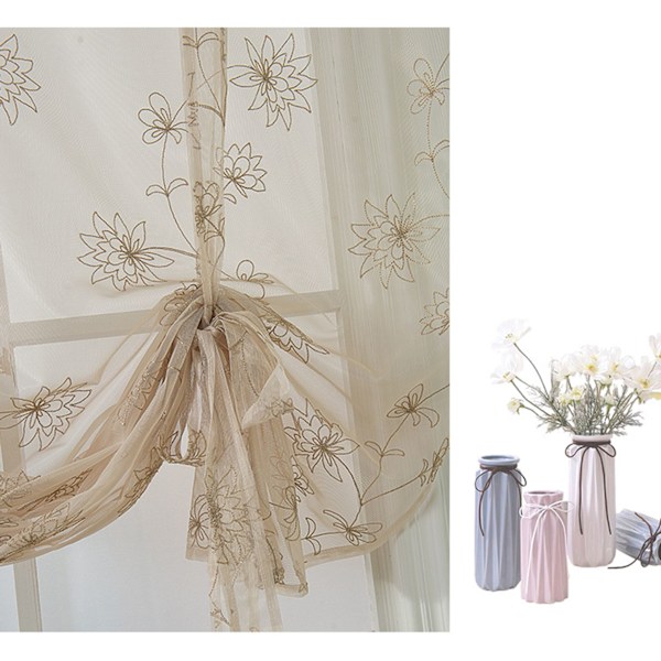 Polyester Blomstertrykk Drapering Korte Gardiner For Hjemmeinnredning