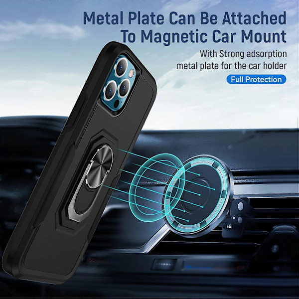 BlackCase til iPhone 13 Pro Max Nyt Design med 360 Graders Roterende Ring Stødsikker Dobbelt Lag Beskyttelsesetui TPU og PC Beskyttelsescover Kompatibelt