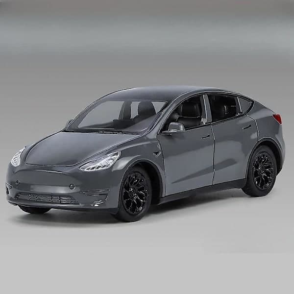 1/32 Tesla Model Y SUV Legetøjsbil Model Støbt Legering Metal Miniature Lyd & Lys Træk Tilbage 1:32 Samling Gave Til Drenge Børn Grå Grey
