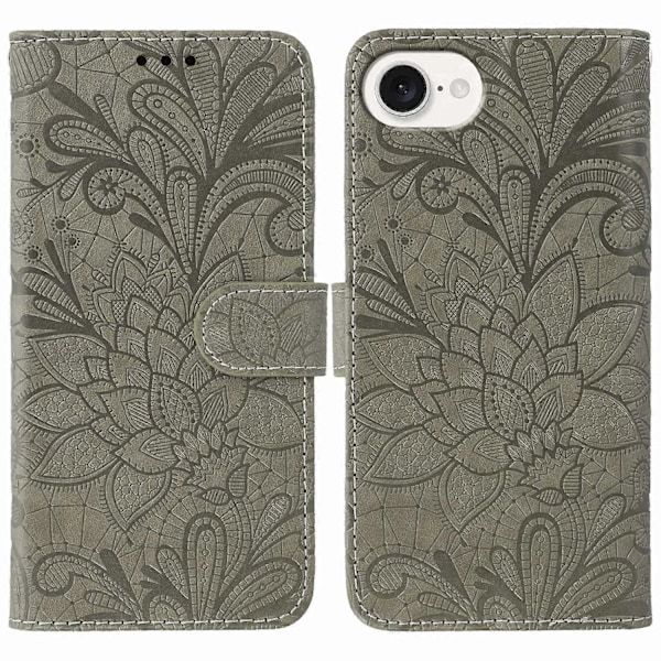 Til iPhone 16e Etui Blonde Blomster PU Læder Flip Wallet Telefon Cover