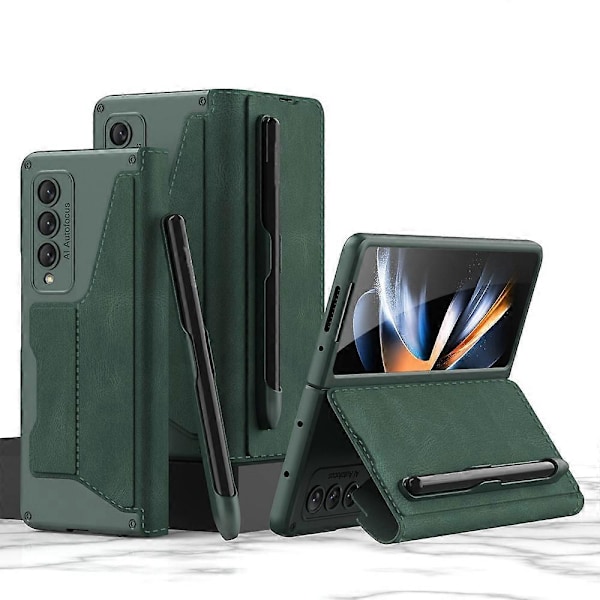 Til Samsung Galaxy Z Fold4 GKK Armor Flip Læder Telefon Cover med Penneholder
