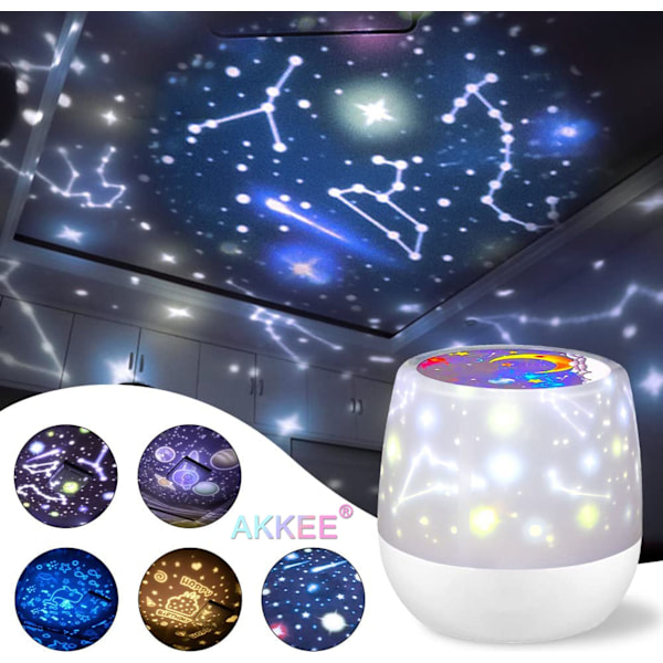 LED-projektor, stjernehimmellys, stjernehimmel nattlys for barn