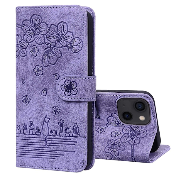 Sakura Kat Læder Etui til iPhone 15 Plus