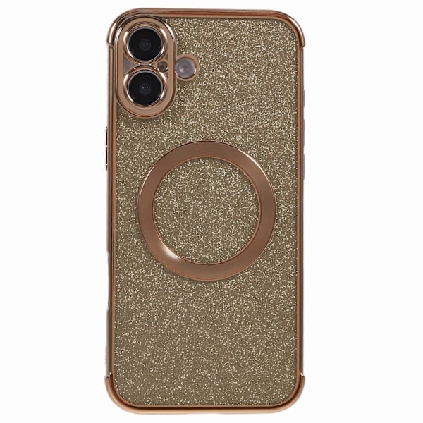 iPhone 16 Plus -kotelo, sähköpinnoitettu glitter TPU kirkas puhelinkuori, yhteensopiva MagSafe-laturin kanssa - Kulta