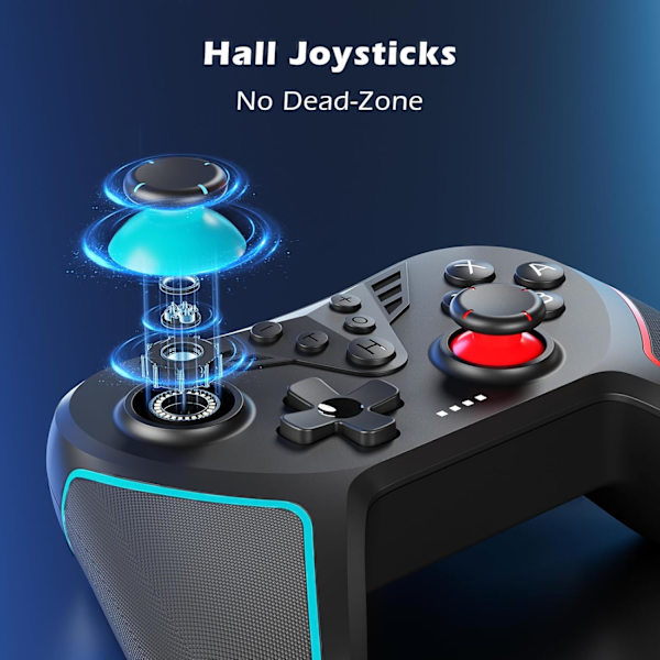 Controller til Switch, trådløs controller kompatibel med Switch Lite/OLED, Turbo/Makroprogrammering/Justerbar vibration/6-akset gyroskop/Screenshot Black
