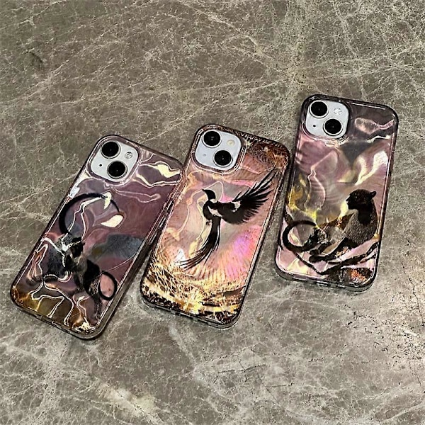Skal för iPhone 15 Mönster Laser Effekt PC+TPU Stöttåligt Telefonskydd