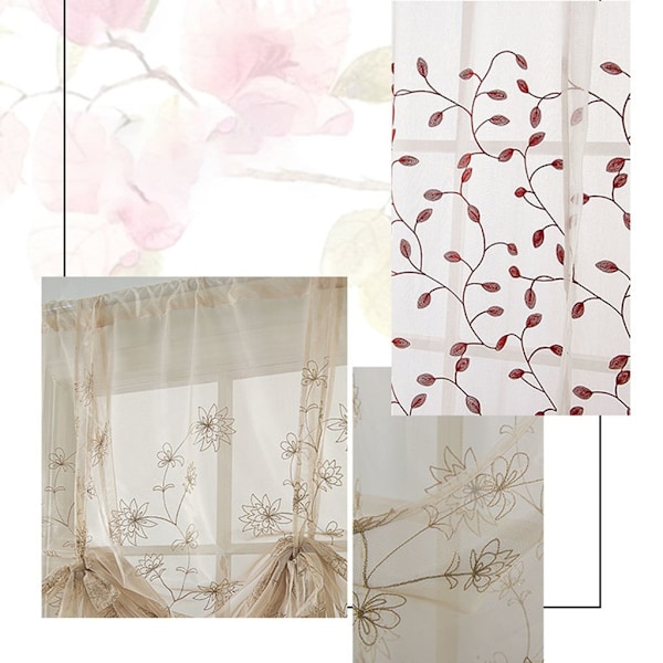 Polyester Blomstertrykk Drapering Korte Gardiner For Hjemmeinnredning