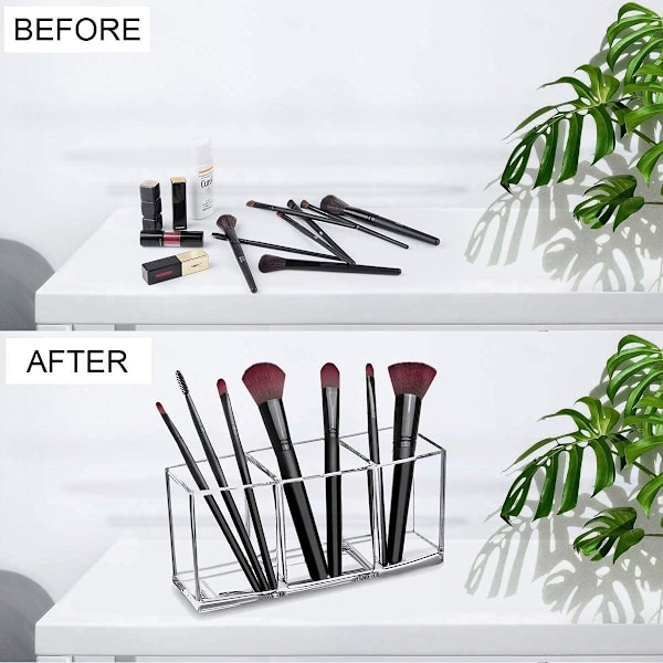 Kosmetikopbevaringsboks, 3 rum makeup børsteholder