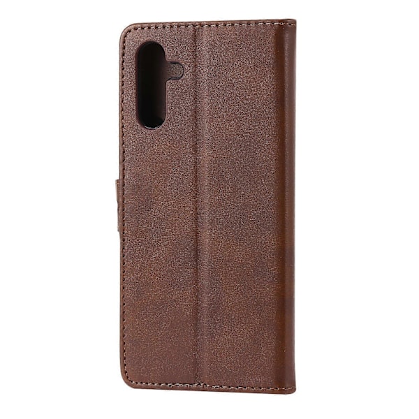 Præget flip-læder telefoncover med glad kat til Samsung Galaxy A34 5G
