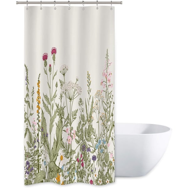 Farverigt bruseforhæng med krog blomstermønster 150 cm X 180 cm