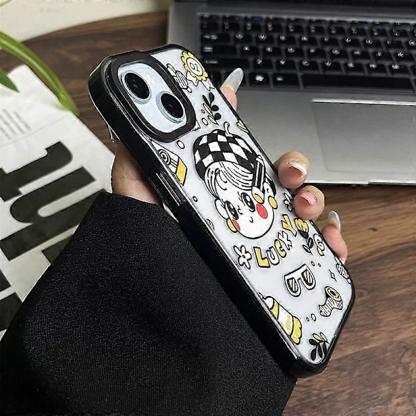 Skal till iPhone 14 Plus Lucky Girl Mönster Akryl Repskyddande Telefonskal