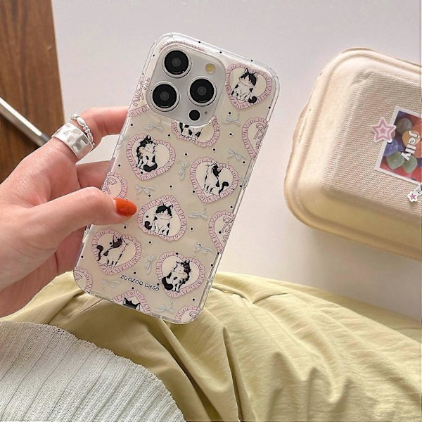 iPhone 15 Pro TPU-kotelo, sarjakuvakissa, IMD-iskunkestävä puhelinkuori