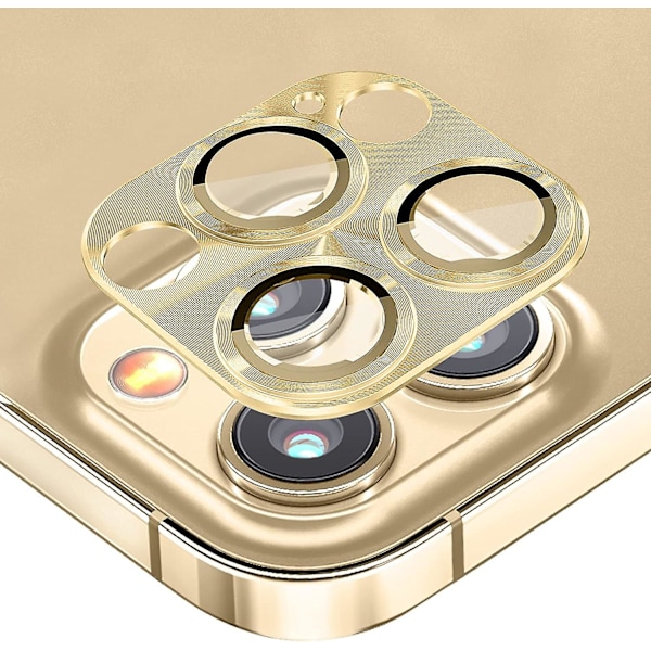Guldfärgad Kameralinsskydd för iPhone 14 Pro/14 Pro Max, Ultra HD Härdat Glas + Aluminiumlegering Bakkamera Skydd för iPhone 14 Pro/14 Pro Bakkamera