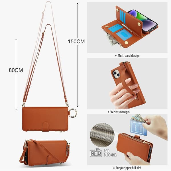 Crossbody Lommebok Lærveske For iPhone 12 mini