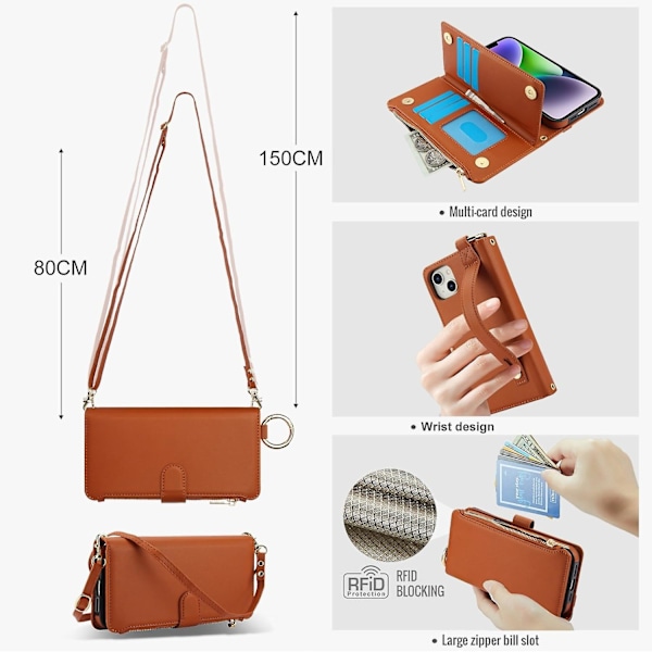 Crossbody-lompakkonahkakotelo iPhone 12 minille