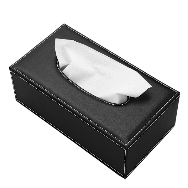 Konstläder Vävnadslåda Vävnadsdispenser, 25*14*9.5cm (Svart)