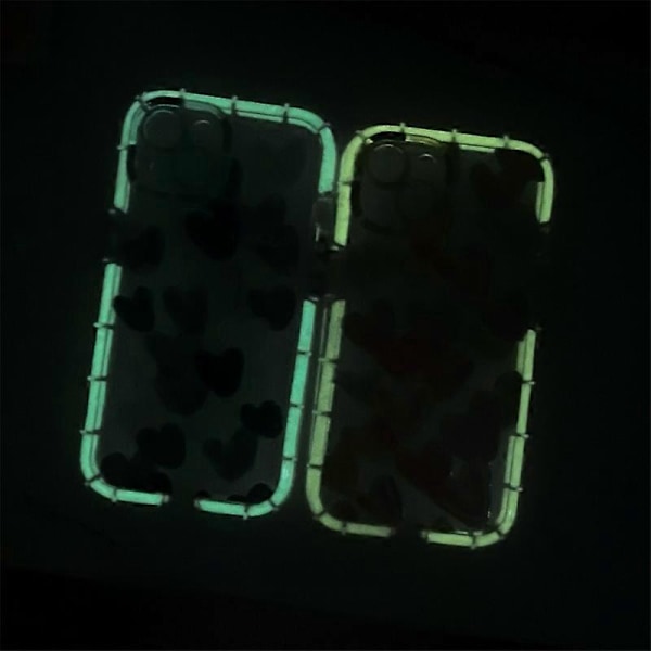 TPU-etui til iPhone 14, beskyttende telefoncover med lysende graffiti-hjertemønsterdesign
