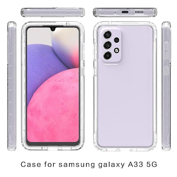 För Samsung Galaxy A33 5G Transparent Tvåfärgad Gradient PC + TPU Telefonfodral