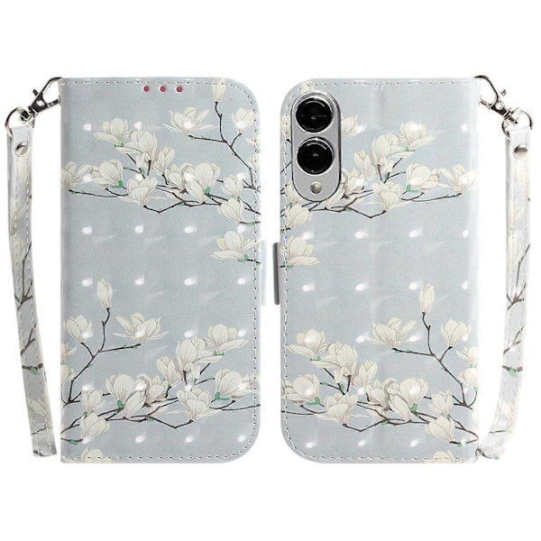 Til Samsung Galaxy S25 Edge Etui Mønstertryk Læder Wallet Telefon Cover med Håndledsrem