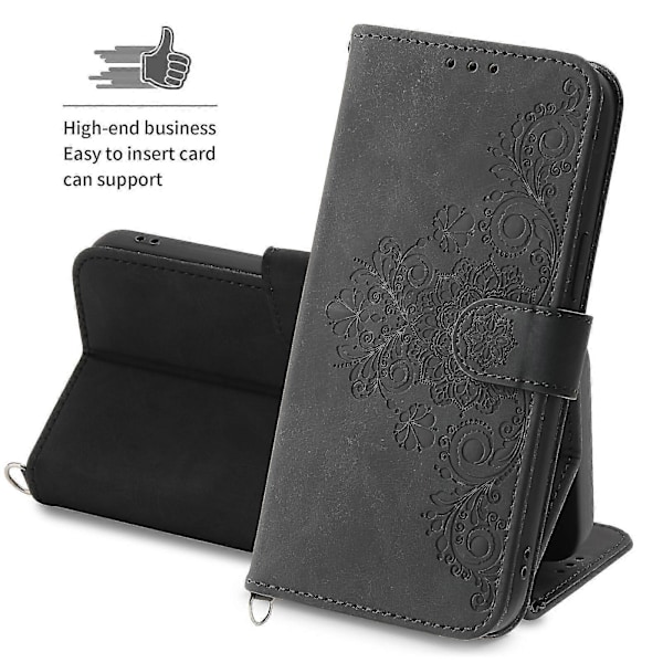 Til iPhone 12 Mini Etui, Læder Wallet Flip Etui Med Rem